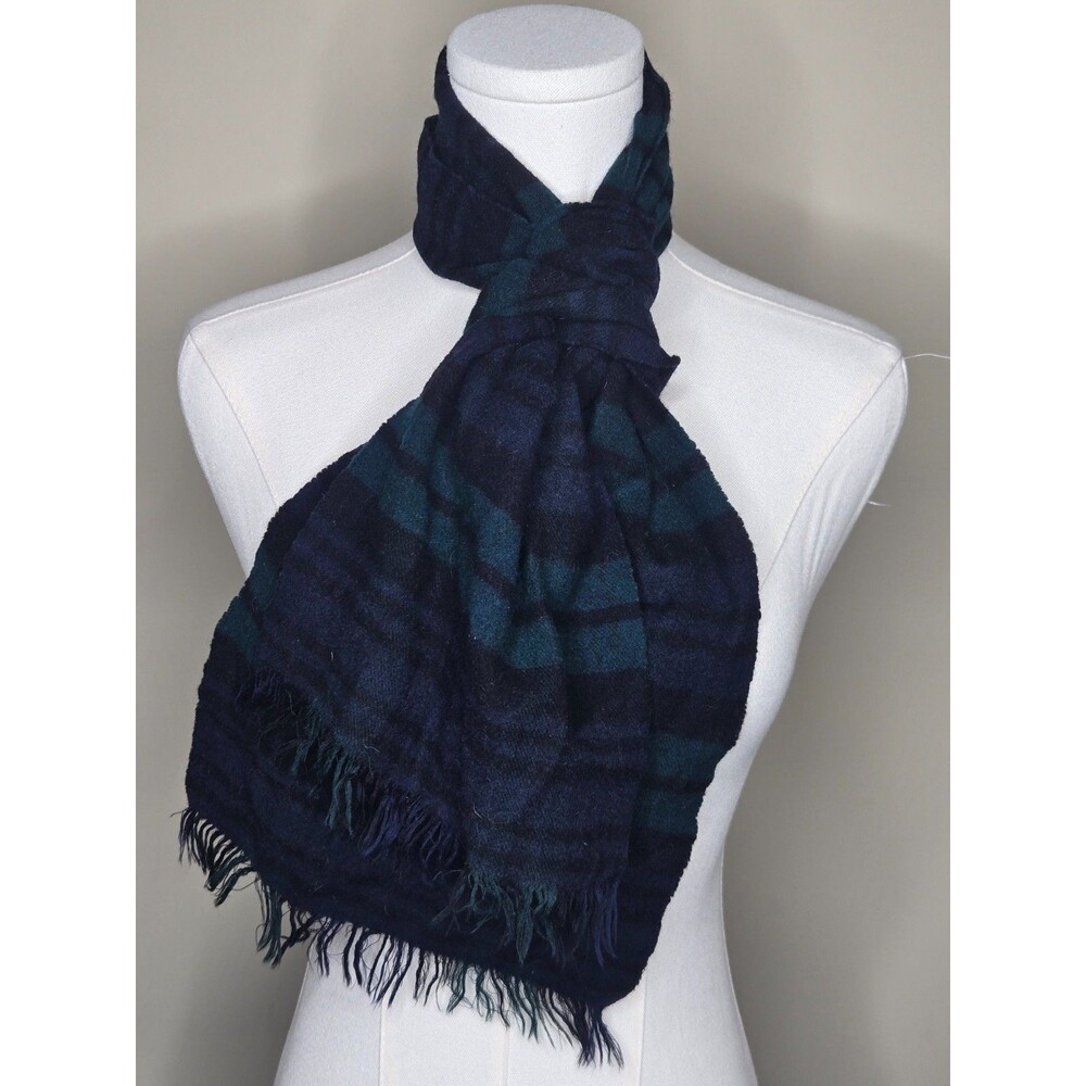 Johnstons of Elgin Black Watch 100% Wool Scarf Made Scotland Fringe 50" x 10"